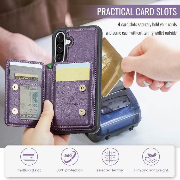 For Samsung Galaxy A56 5G JEEHOOD J05 Business Magnetic Style RFID Leather Phone Case(Purple) - Galaxy Phone Cases by JEEHOOD | Online Shopping UK | buy2fix