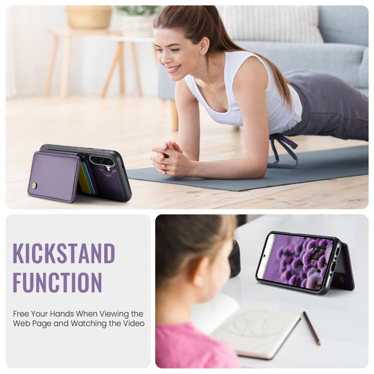 For Samsung Galaxy A56 5G JEEHOOD J05 Business Magnetic Style RFID Leather Phone Case(Purple) - Galaxy Phone Cases by JEEHOOD | Online Shopping UK | buy2fix