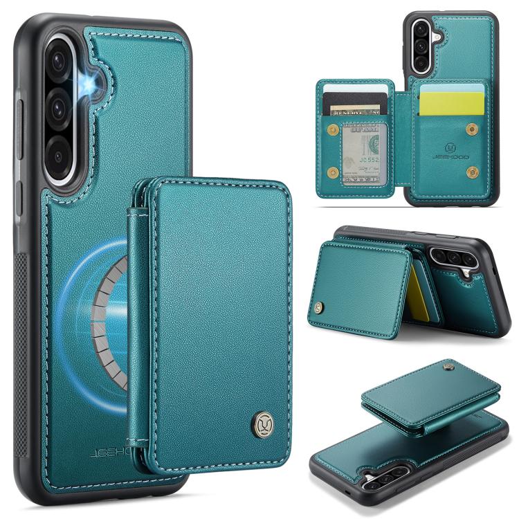 For Samsung Galaxy A56 5G JEEHOOD J05 Business Magnetic Style RFID Leather Phone Case(Blue Green) - Galaxy Phone Cases by JEEHOOD | Online Shopping UK | buy2fix