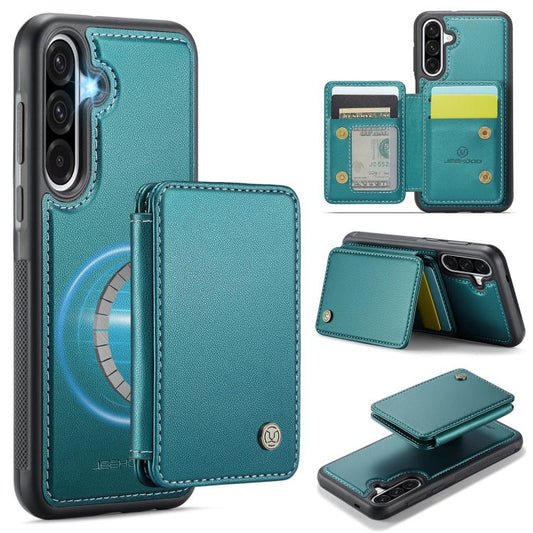 For Samsung Galaxy A56 5G JEEHOOD J05 Business Magnetic Style RFID Leather Phone Case(Blue Green) - Galaxy Phone Cases by JEEHOOD | Online Shopping UK | buy2fix