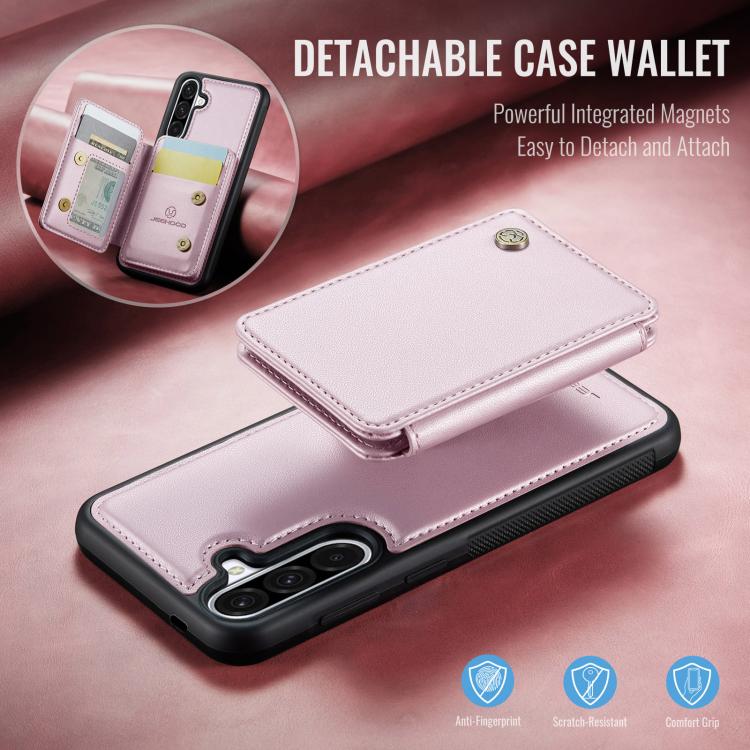 For Samsung Galaxy A56 5G JEEHOOD J05 Business Magnetic Style RFID Leather Phone Case(Pink) - Galaxy Phone Cases by JEEHOOD | Online Shopping UK | buy2fix