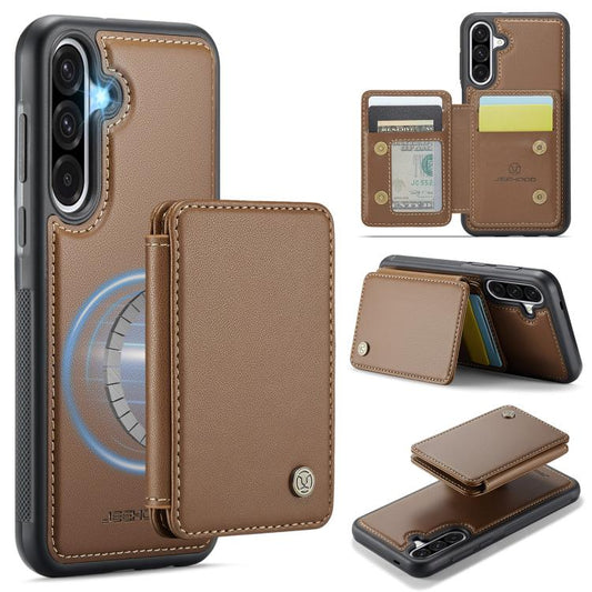 For Samsung Galaxy A56 5G JEEHOOD J05 Business Magnetic Style RFID Leather Phone Case(Brown) - Galaxy Phone Cases by JEEHOOD | Online Shopping UK | buy2fix