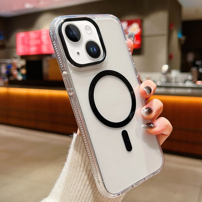 For iPhone 14 Lens Protection Frame MagSafe Phone Case(Black) by buy2fix