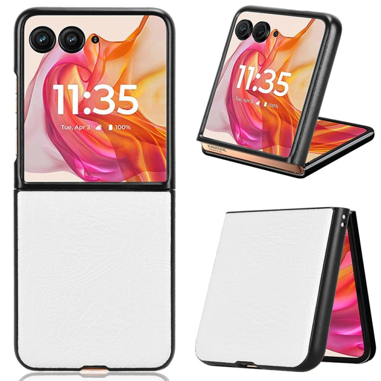 For Motorola Razr 50 Ultra Crocodile Texture Back Cover Phone Case(White) by buy2fix