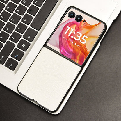 For Motorola Razr 50 Ultra Crocodile Texture Back Cover Phone Case(White) by buy2fix