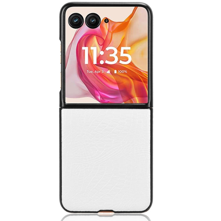 For Motorola Razr 50 Ultra Crocodile Texture Back Cover Phone Case(White) by buy2fix