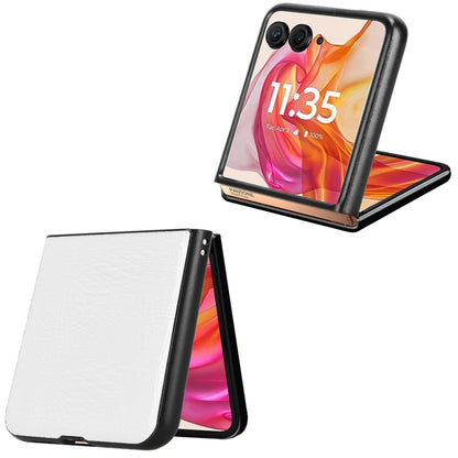 For Motorola Razr 50 Ultra Crocodile Texture Back Cover Phone Case(White) by buy2fix