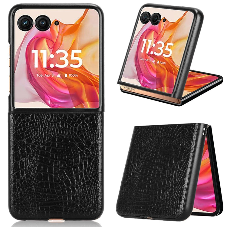 For Motorola Razr 50 Ultra Crocodile Texture Back Cover Phone Case(Black) by buy2fix