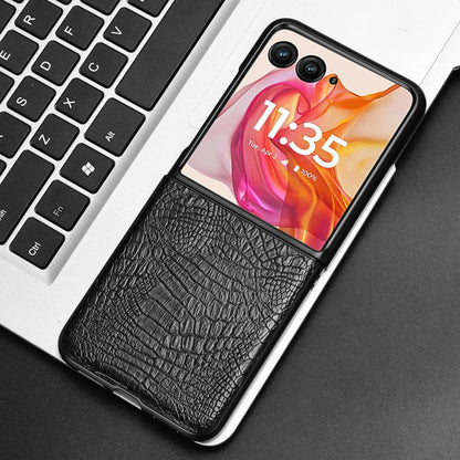 For Motorola Razr 50 Ultra Crocodile Texture Back Cover Phone Case(Black) by buy2fix