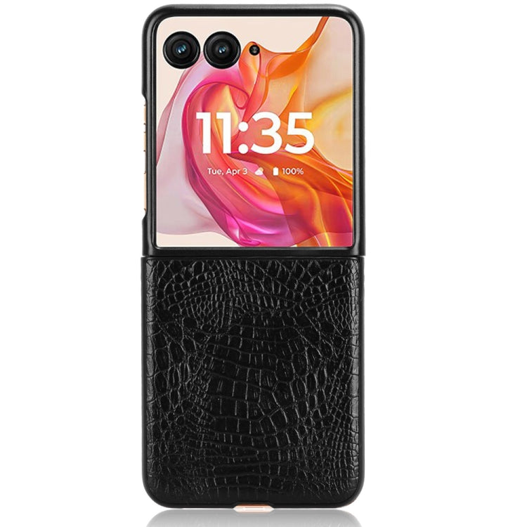 For Motorola Razr 50 Ultra Crocodile Texture Back Cover Phone Case(Black) by buy2fix