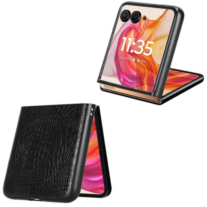 For Motorola Razr 50 Ultra Crocodile Texture Back Cover Phone Case(Black) by buy2fix