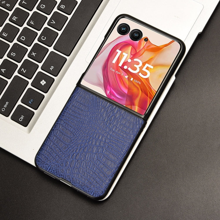 For Motorola Razr 50 Ultra Crocodile Texture Back Cover Phone Case(Blue) by buy2fix