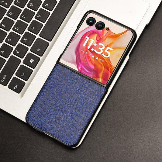 For Motorola Razr 50 Ultra Crocodile Texture Back Cover Phone Case(Blue) by buy2fix