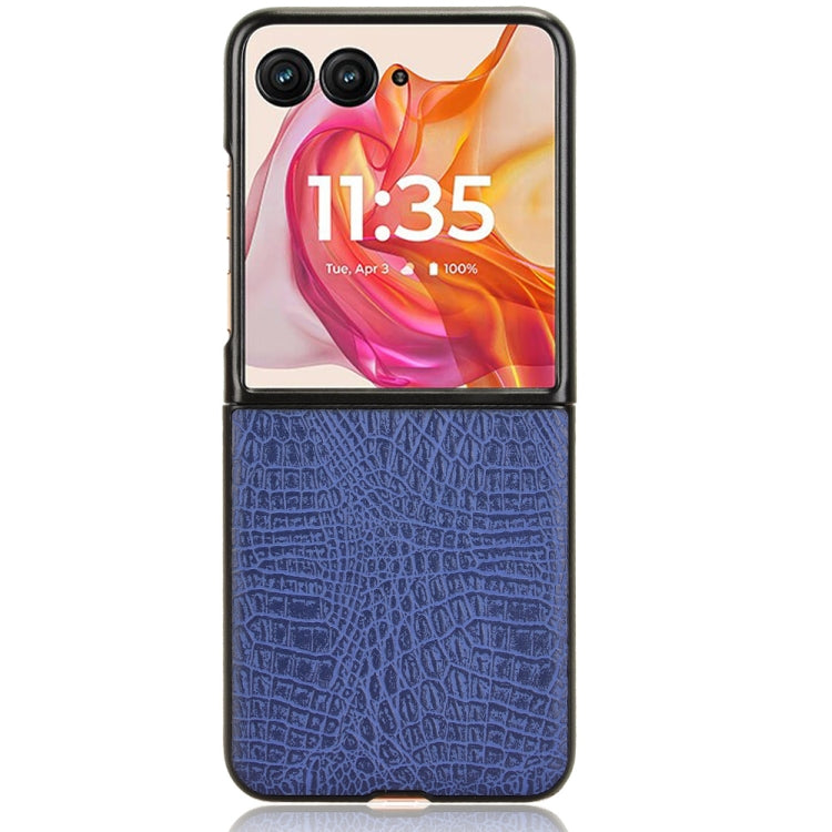 For Motorola Razr 50 Ultra Crocodile Texture Back Cover Phone Case(Blue) by buy2fix