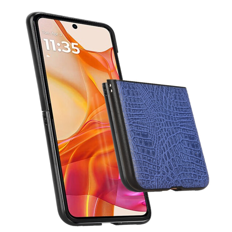 For Motorola Razr 50 Ultra Crocodile Texture Back Cover Phone Case(Blue) by buy2fix