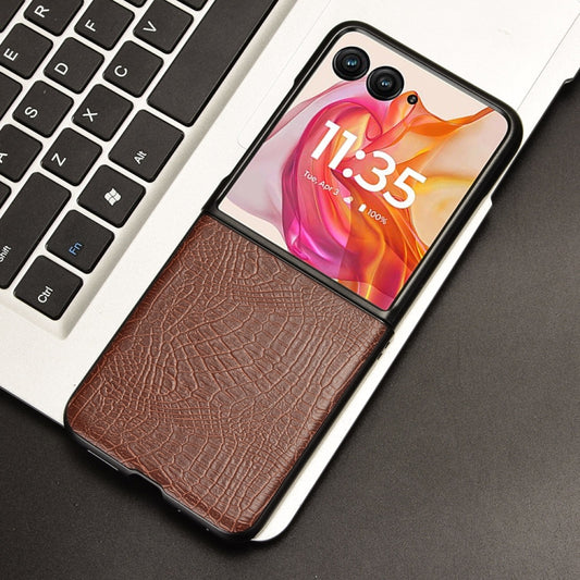 For Motorola Razr 50 Ultra Crocodile Texture Back Cover Phone Case(Brown) by buy2fix