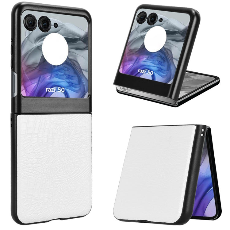 For Motorola Razr 50 Crocodile Texture Back Cover Phone Case(White) by buy2fix