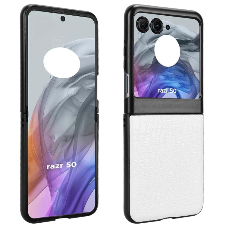 For Motorola Razr 50 Crocodile Texture Back Cover Phone Case(White) by buy2fix