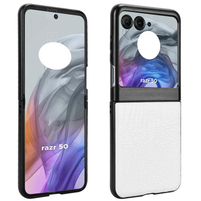 For Motorola Razr 50 Crocodile Texture Back Cover Phone Case(White) by buy2fix