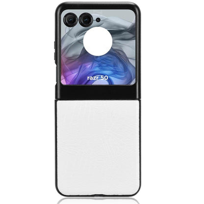 For Motorola Razr 50 Crocodile Texture Back Cover Phone Case(White) by buy2fix