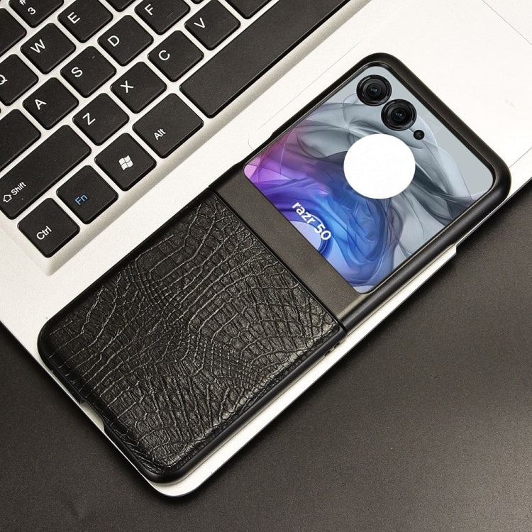 For Motorola Razr 50 Crocodile Texture Back Cover Phone Case(Black) by buy2fix