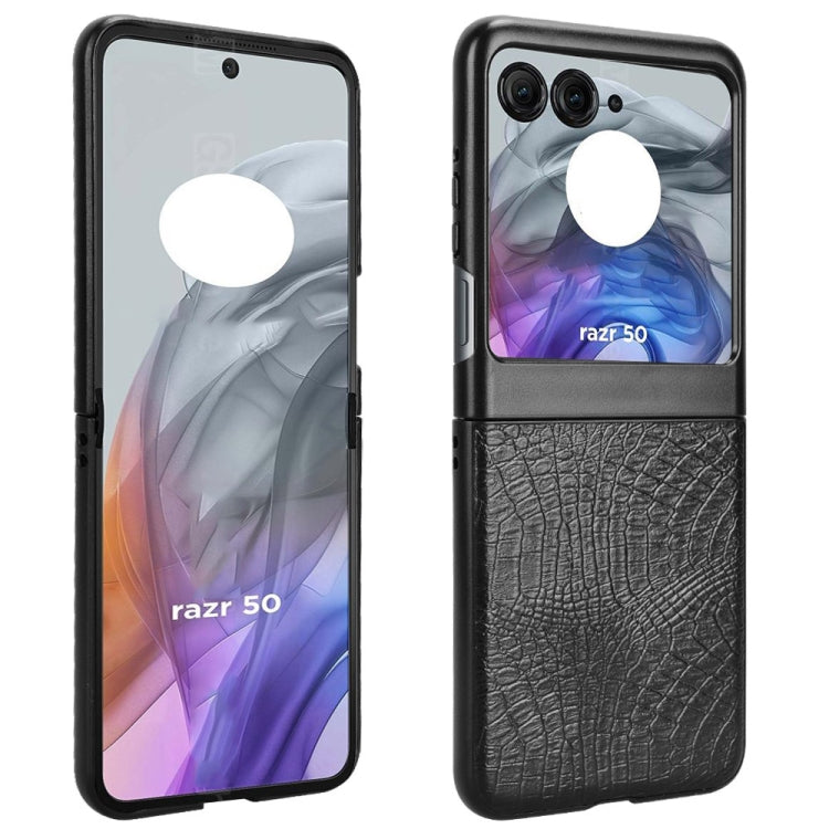 For Motorola Razr 50 Crocodile Texture Back Cover Phone Case(Black) by buy2fix