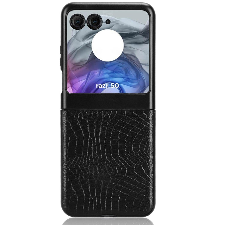 For Motorola Razr 50 Crocodile Texture Back Cover Phone Case(Black) by buy2fix