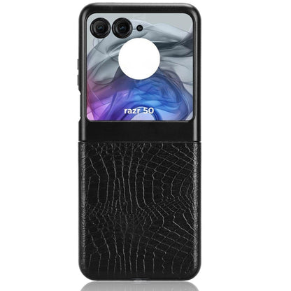 For Motorola Razr 50 Crocodile Texture Back Cover Phone Case(Black) by buy2fix