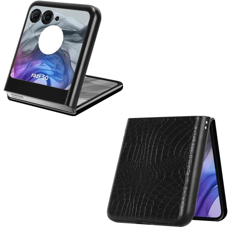 For Motorola Razr 50 Crocodile Texture Back Cover Phone Case(Black) by buy2fix