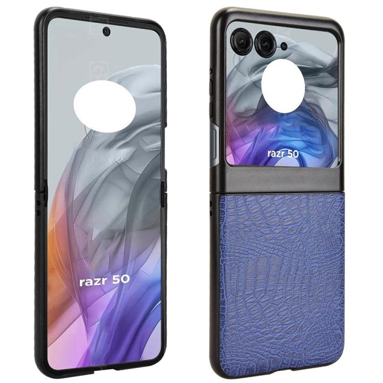 For Motorola Razr 50 Crocodile Texture Back Cover Phone Case(Blue) by buy2fix