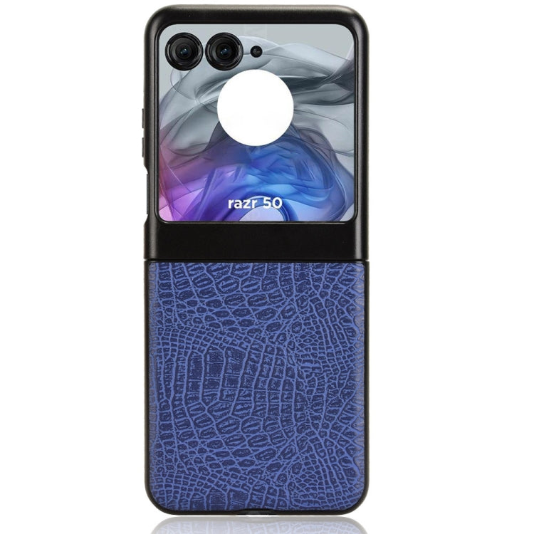 For Motorola Razr 50 Crocodile Texture Back Cover Phone Case(Blue) by buy2fix