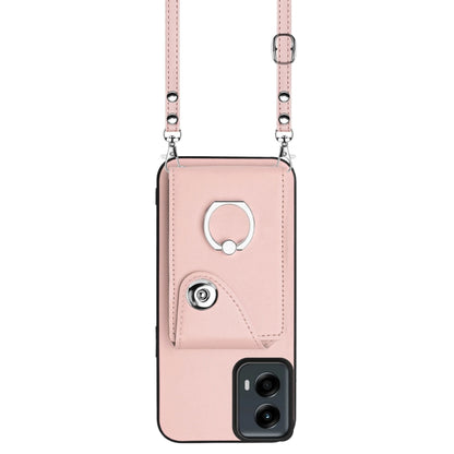 For Motorola Moto G 5G 2024 Organ Card Bag Ring Holder Phone Case with Long Lanyard(Pink) by buy2fix