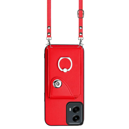 For Motorola Moto G 5G 2024 Organ Card Bag Ring Holder Phone Case with Long Lanyard(Red) by buy2fix