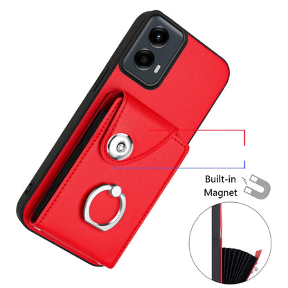 For Motorola Moto G 5G 2024 Organ Card Bag Ring Holder Phone Case with Long Lanyard(Red) by buy2fix