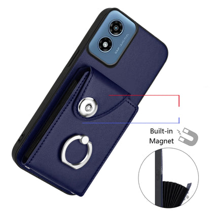 For Motorola Moto G Play 2024 5G Organ Card Bag Ring Holder Phone Case with Long Lanyard(Blue) by buy2fix