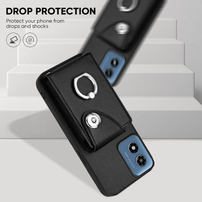 For Motorola Moto G Play 2024 5G Organ Card Bag Ring Holder Phone Case with Long Lanyard(Black) by buy2fix