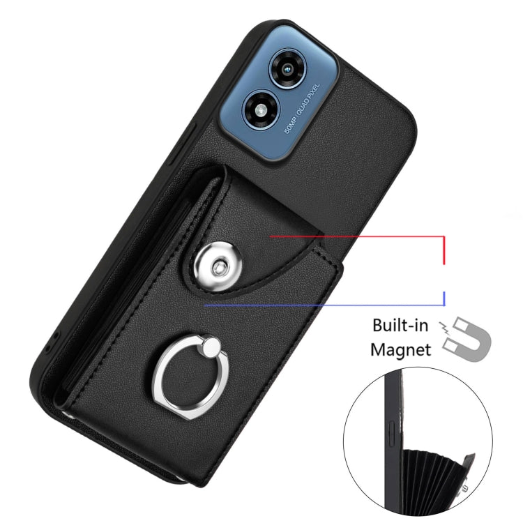 For Motorola Moto G Play 2024 5G Organ Card Bag Ring Holder Phone Case with Long Lanyard(Black) by buy2fix