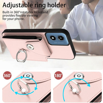 For Motorola Moto G Play 2024 5G Organ Card Bag Ring Holder Phone Case with Long Lanyard(Pink) by buy2fix