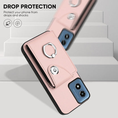 For Motorola Moto G Play 2024 5G Organ Card Bag Ring Holder Phone Case with Long Lanyard(Pink) by buy2fix