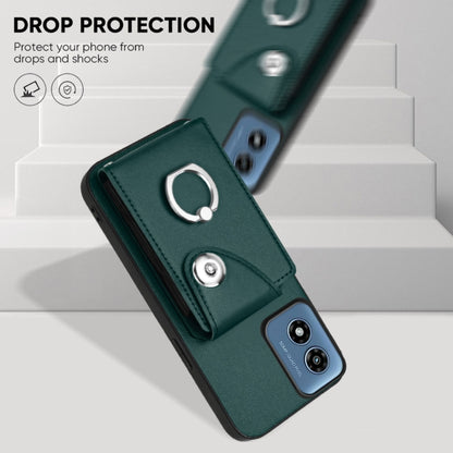 For Motorola Moto G Play 2024 5G Organ Card Bag Ring Holder Phone Case with Long Lanyard(Green) by buy2fix