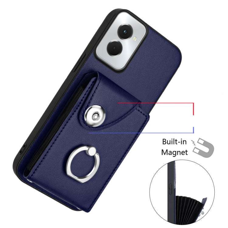 For Motorola Moto G Power 2024 5G Organ Card Bag Ring Holder Phone Case with Long Lanyard(Blue) by buy2fix