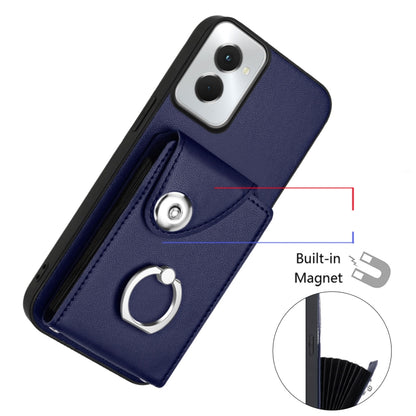 For Motorola Moto G Power 2024 5G Organ Card Bag Ring Holder Phone Case with Long Lanyard(Blue) by buy2fix