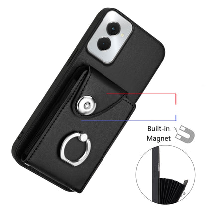 For Motorola Moto G Power 2024 5G Organ Card Bag Ring Holder Phone Case with Long Lanyard(Black) by buy2fix