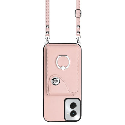 For Motorola Moto G Power 2024 5G Organ Card Bag Ring Holder Phone Case with Long Lanyard(Pink) by buy2fix