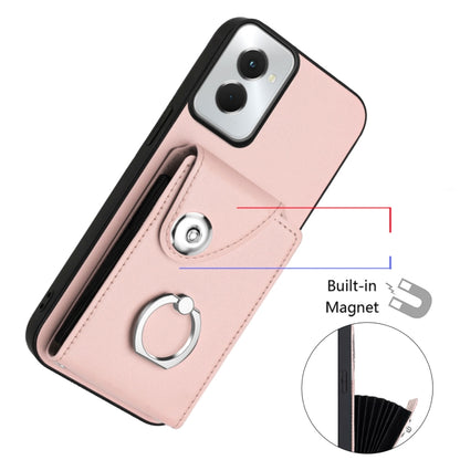 For Motorola Moto G Power 2024 5G Organ Card Bag Ring Holder Phone Case with Long Lanyard(Pink) by buy2fix