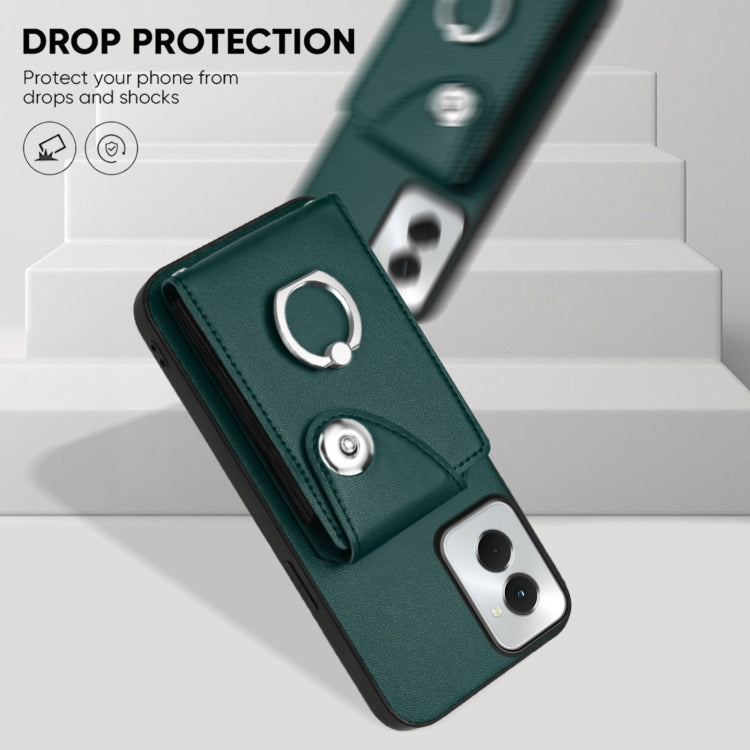 For Motorola Moto G Power 2024 5G Organ Card Bag Ring Holder Phone Case with Long Lanyard(Green) by buy2fix