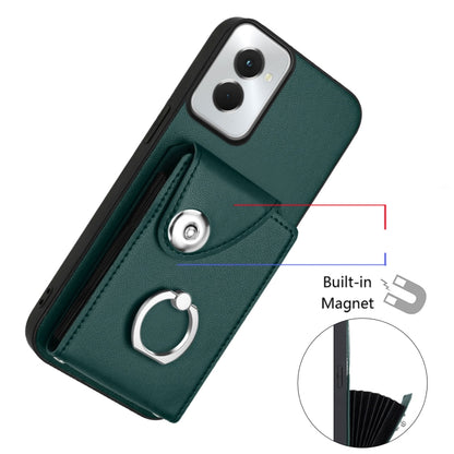 For Motorola Moto G Power 2024 5G Organ Card Bag Ring Holder Phone Case with Long Lanyard(Green) by buy2fix