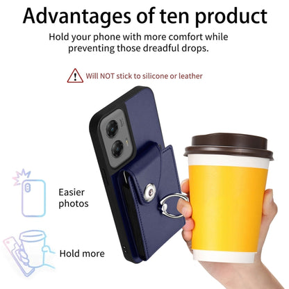 For Motorola Moto G Stylus 5G 2024 Organ Card Bag Ring Holder Phone Case with Long Lanyard(Blue) by buy2fix