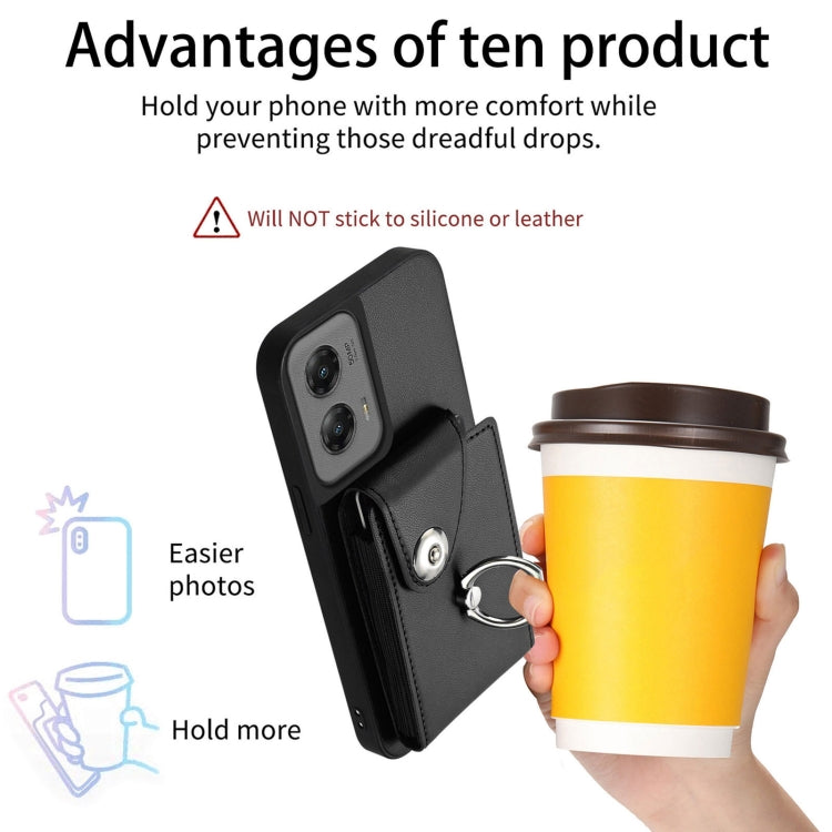 For Motorola Moto G Stylus 5G 2024 Organ Card Bag Ring Holder Phone Case with Long Lanyard(Black) by buy2fix