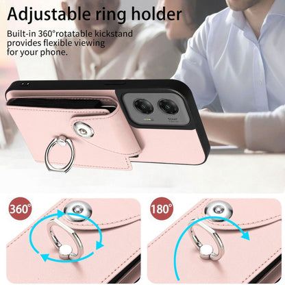 For Motorola Moto G Stylus 5G 2024 Organ Card Bag Ring Holder Phone Case with Long Lanyard(Pink) by buy2fix